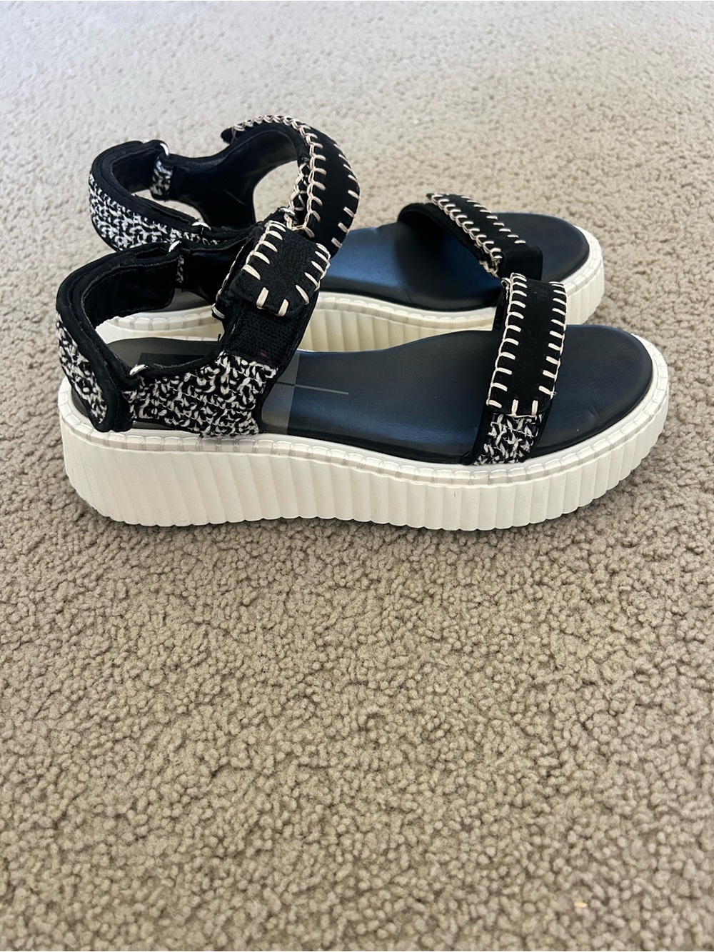 Dolce Vita Black & White Platform Velcro Sandals